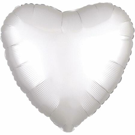 LOFTUS INTERNATIONAL 18 in. White Heart Satin Luxe Hx Balloon A3-8590